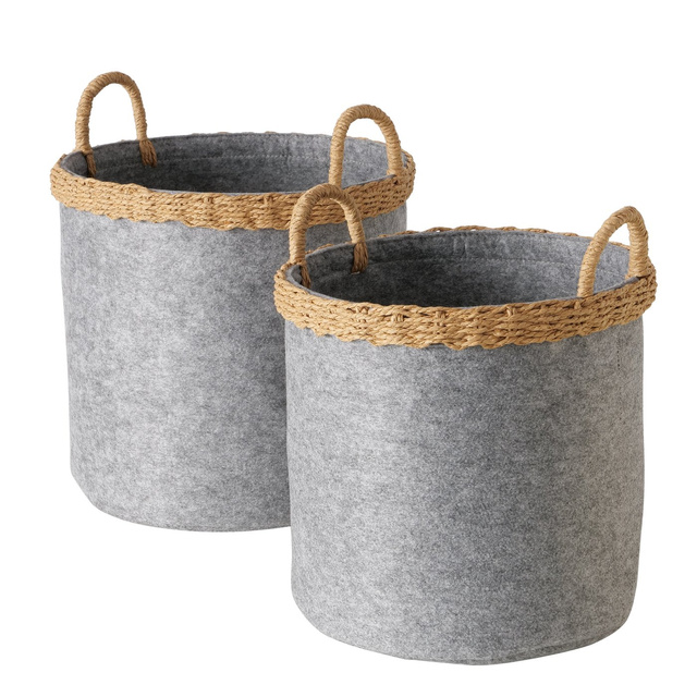 Set 2 cosuri depozitare Nilo, fetru, rotunde