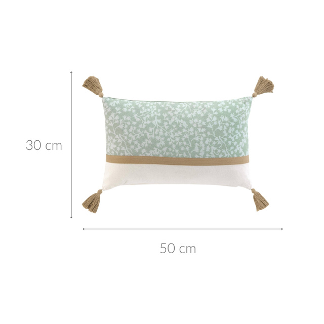 Pernă decorativă cu ciucuri și model verde, 30 x 50 cm