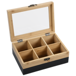 Cutie de ceai din bambus cu 6 compartimente, 21 x 15 x 8 cm