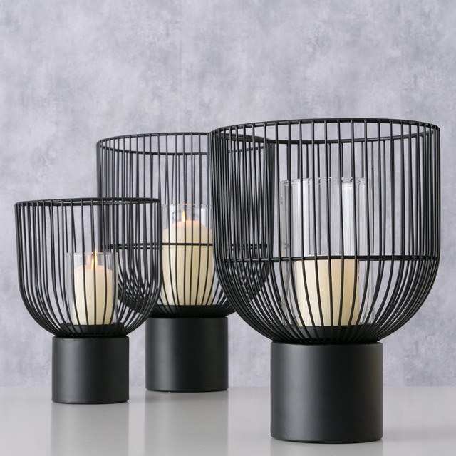 Set 3 sfeșnice metalice Candy, negru