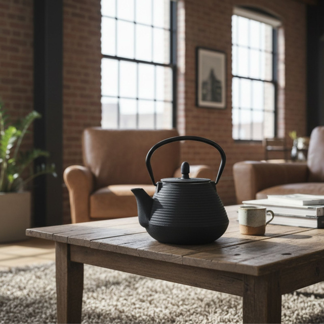 Ceainic din fontă cu infuzor YUKI, 1000 ml, negru