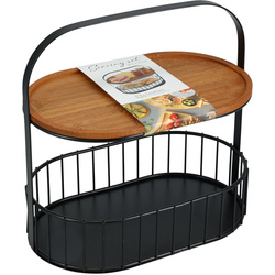 Platou pentru servirea gustărilor ALBA, coș metalic cu mânere, 24 x 15 x 25 cm