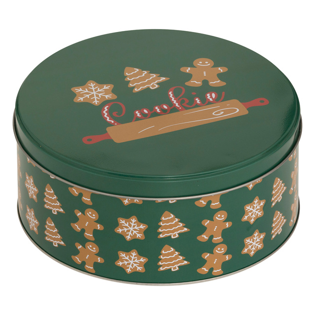 Recipient rotund pentru biscuiți, metal, 3 bucăți, verde