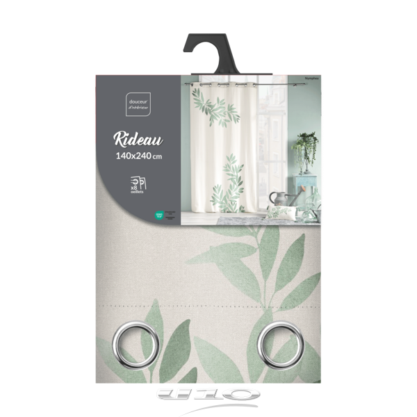 Perdea cu model de frunze imprimate, NYMPA, 140 x 240 cm