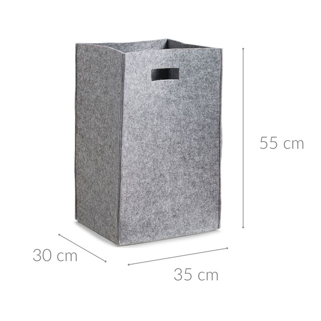 Cos pentru rufe/cumparaturi, Zeller,  35 x 30 x 55 cm, Material textil, Gri
