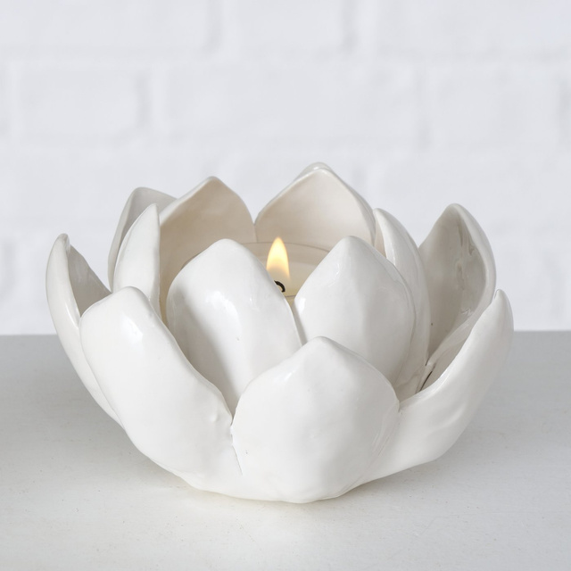 Sfeșnic din ceramică, floare, LIRIO, 8 x 10 cm