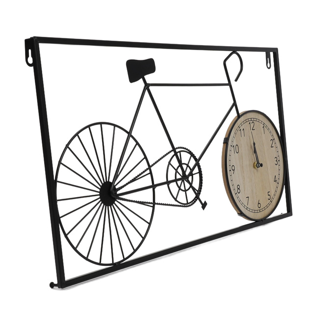 Decorațiune de perete metalică bicicletă retro și ceas, 60 x 32 x 5 cm