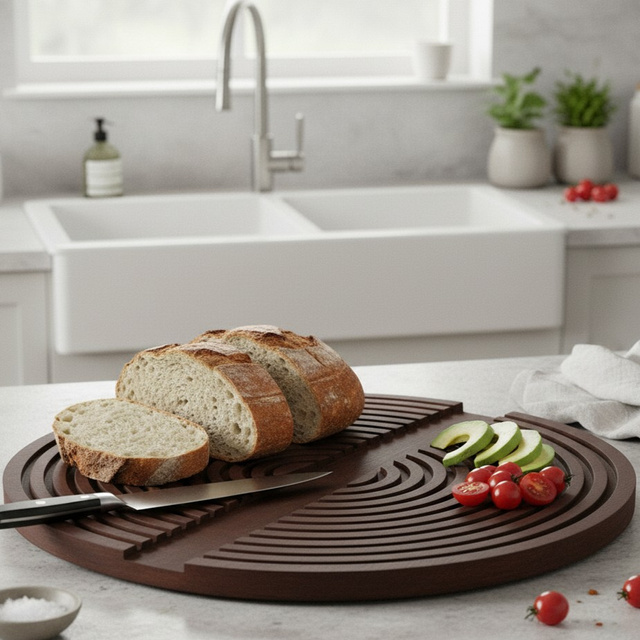 Tăviță de tăiat din lemn de mango, rotundă, 49 x 33 cm, model 2