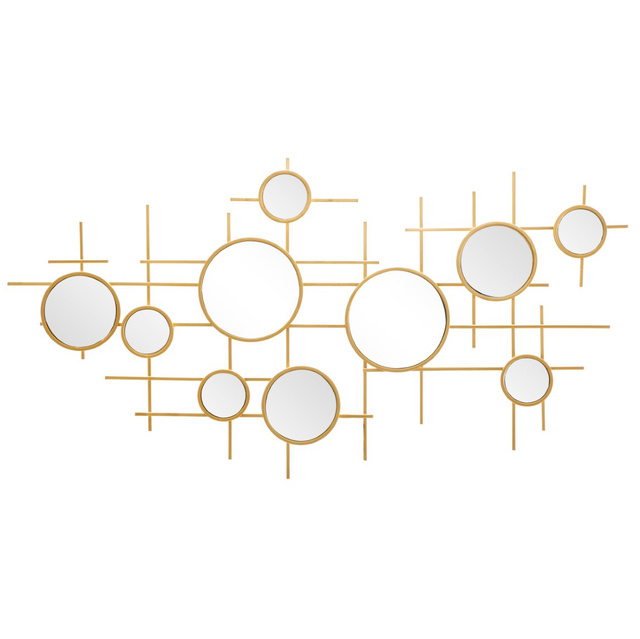 Decoratiune perete din metal si oglinzi, 117 x 61 cm