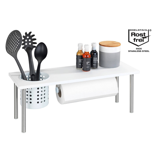 Raft de bucătărie cu suport pentru prosoape de hârtie BLANCO, WENKO, alb