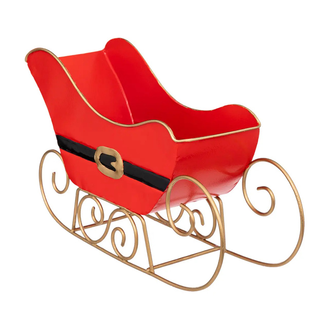 Sania lui Mos Craciun, decor metalic, 25 cm