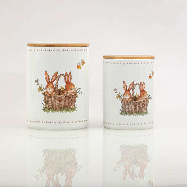 Recipiente de bucatarie din ceramica Charmy, model cu iepuras, 2 bucati