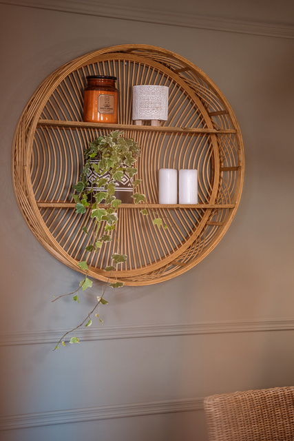 Raft rotund de perete Ina, din lemn de bambus, Ø 70 cm