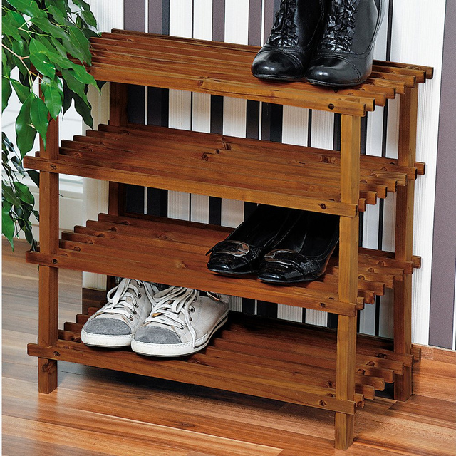 Pantofar inalt din lemn de brad, spatios si reglabil cu patru rafturi
