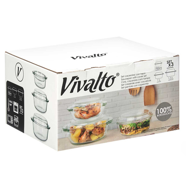 Set 3 vase rotunde termorezistente