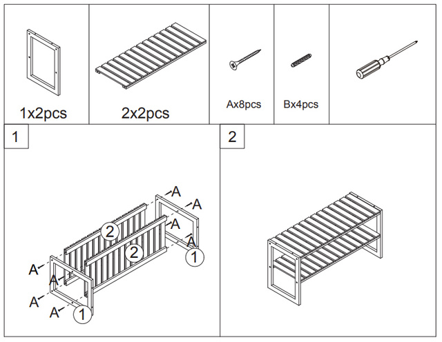 Etajera pentru pantofi din bambus pentru hol, 2 niveluri
