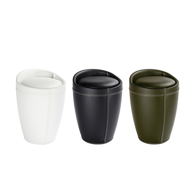 Pufa CANDY BLACK - coș de rufe, 2 în 1, WENKO, negru