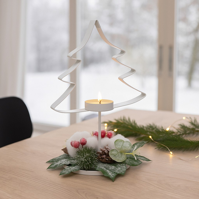 Suport de lumanare metalic in forma de brad, 25 cm