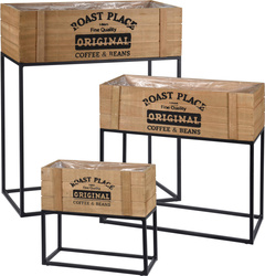 Set de suporturi pentru flori din lemn și metal, 3 dimensiuni