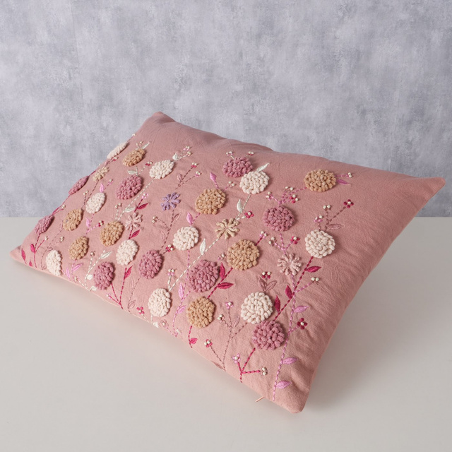 Perna decorativă brodată cu flori HENRIKE, 59 x 39 cm