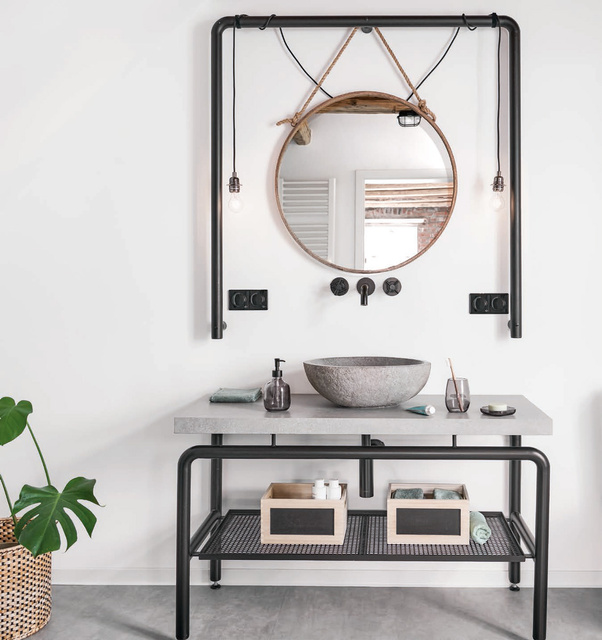 Organizator de depozitare din lemn, cu tabla de scris cu creta