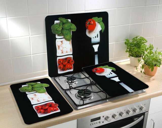 Plăci de protecție din sticlă CAPRESE pentru aragaz – 2 bucăți, WENKO