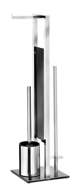 Set elegant de accesorii pentru baie, suport și suport pentru hârtie igienică, perie de toaletă, RIVALTA WENKO, argintiu lucios