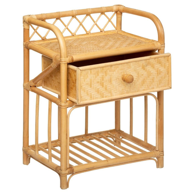 Masa din ratan AONI pentru dormitor, cu sertar si raft