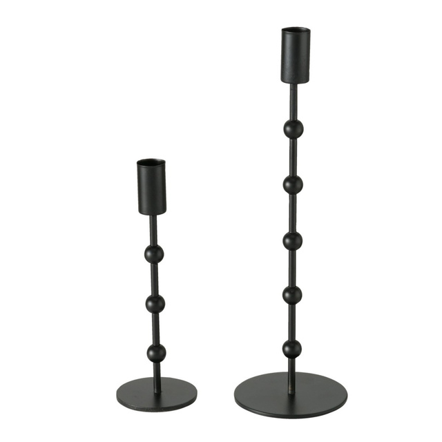 Sfeșnic din metal Kimberly, set 2 bucati, negru