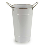 Husa ghiveci galeata, zinc, alb, Ø 15 cm x 23,5 cm