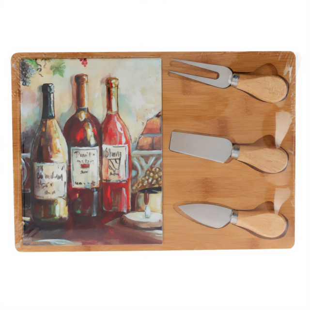 Tabla de branza cu set de cutite, 30 x 21 cm