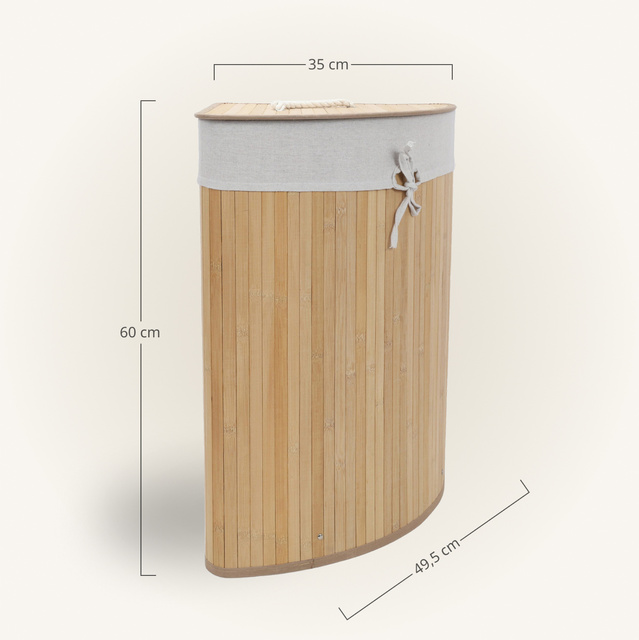 Coș de rufe colțar ARCO, bambus, 60 l, natural