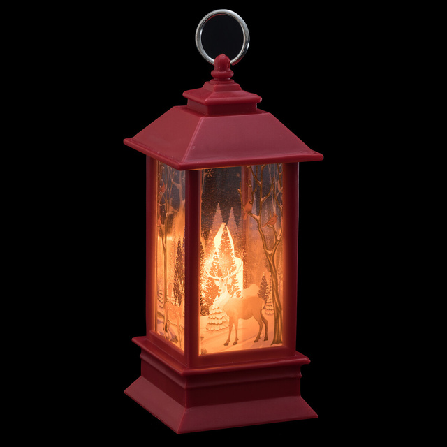 Felinar LED metalic cu motiv de Craciun