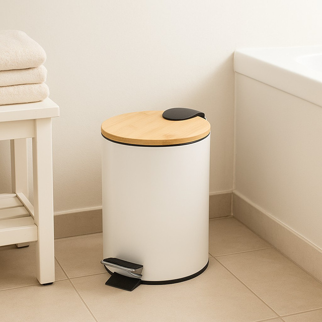 Coș de baie ZETRU, 3 l, cu capac din bambus