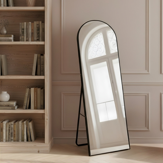 Oglindă mare de podea FRAM, 150 x 50 cm, neagră