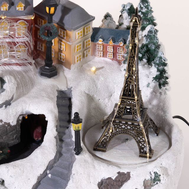 Figurina scena de iarna in miscare cu Turnul Eiffel