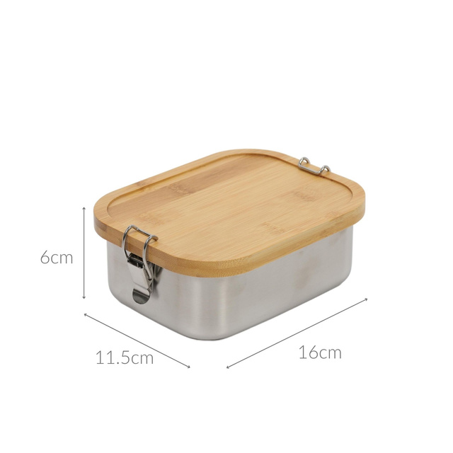 Cutie de pranz cu capac din bambus, 16 x 11,5 x 6 cm