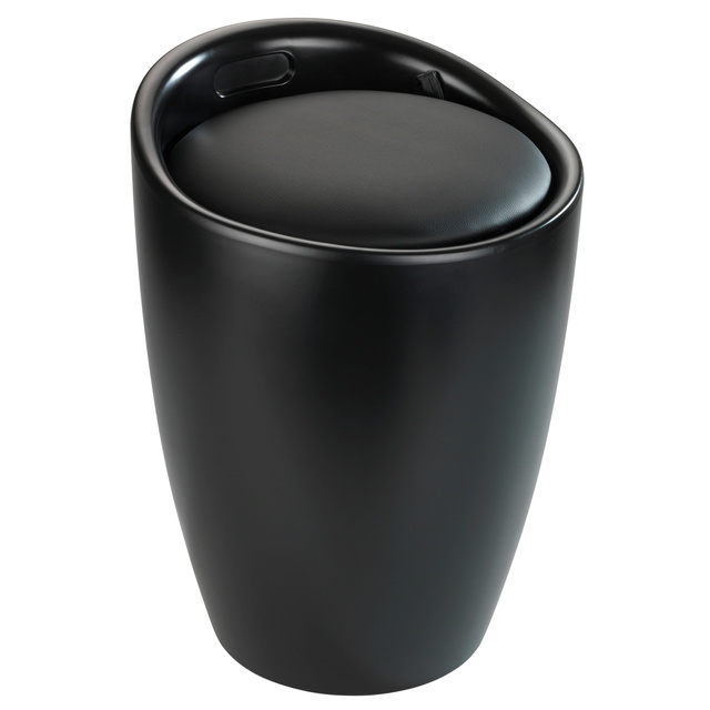 Coș de rufe cu scaun CANDY, negru mat, 2in1, WENKO