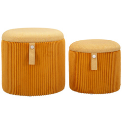 Set de 2 pufuri BOLZANO cu spațiu de depozitare ascuns și capac detașabil, Ø 38 cm & Ø 32 cm