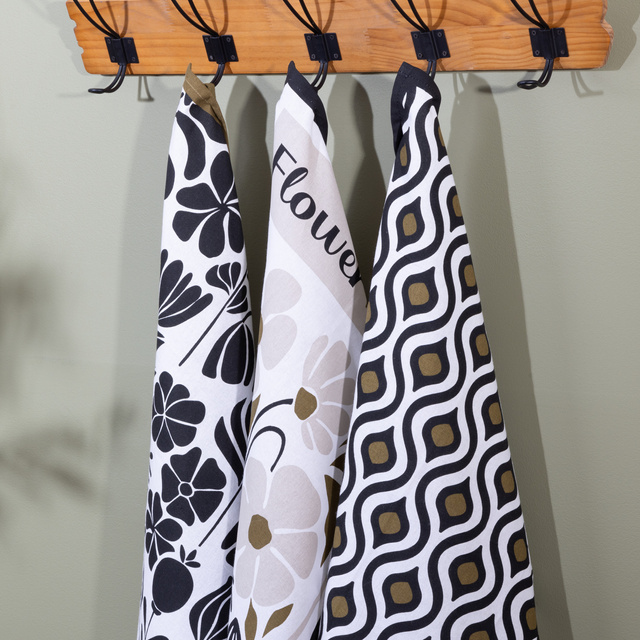 Set de 3 prosoape de bucătărie TWISTED LIME, bumbac, 45 x 70 cm