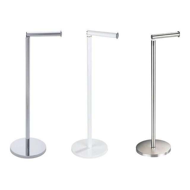 Suport pentru hârtie igienică cu mâner, 2 în 1, WENKO, argintiu lucios