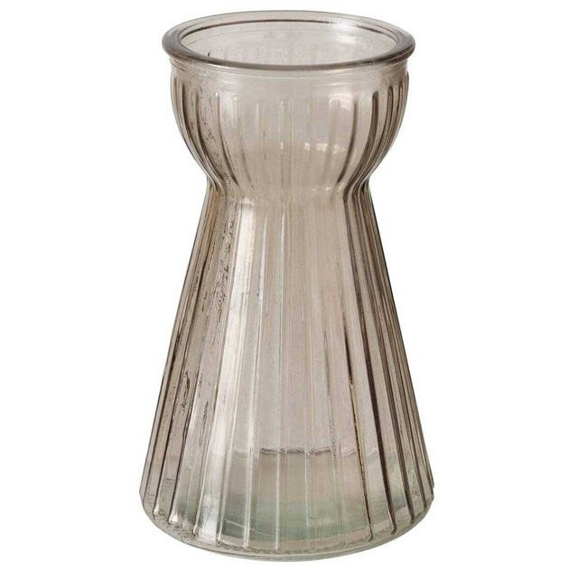 Vaza din sticla Hyacintha, sticla canelata, 15 cm, bej