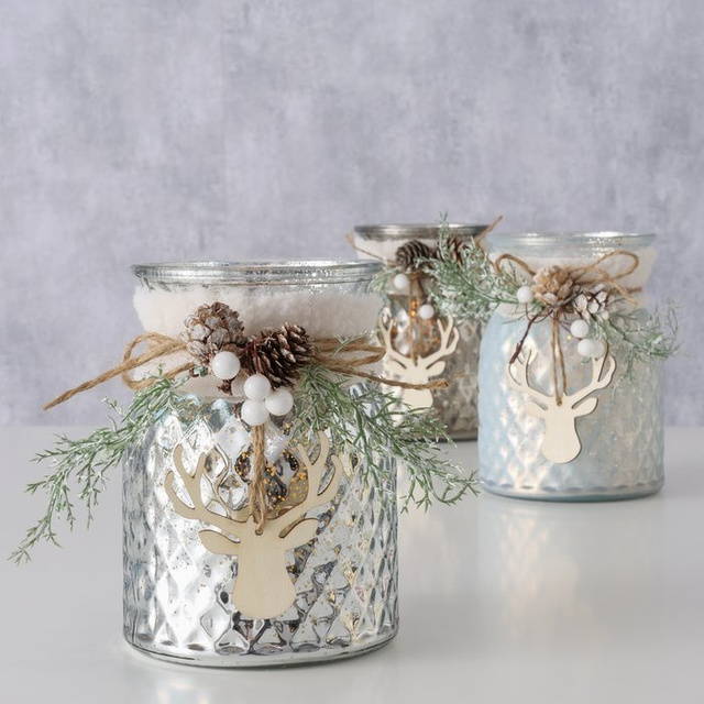 Candelabru borcan cu aranjament WILKA, înălțime 16 cm