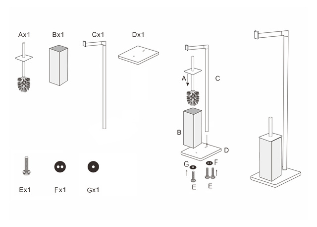 Suport pentru hârtie igienică cu perie de toaletă BALVO