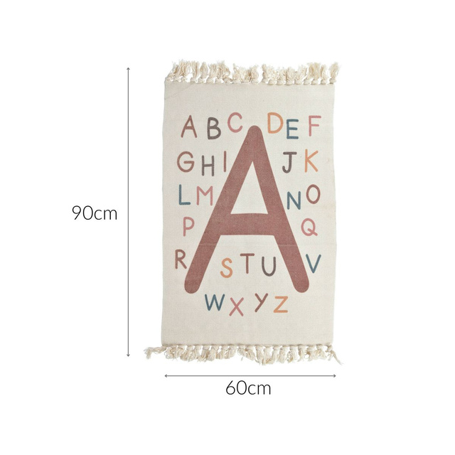 Covor copii Litere, cifre, cu franjuri, 60 x 90 cm