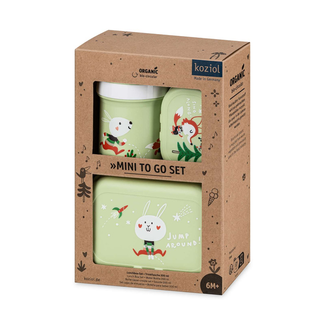 Set: sticlă de apă 200 ml și cutie de prânz HOP ON AT HOME, 3 piese, KOZIOL