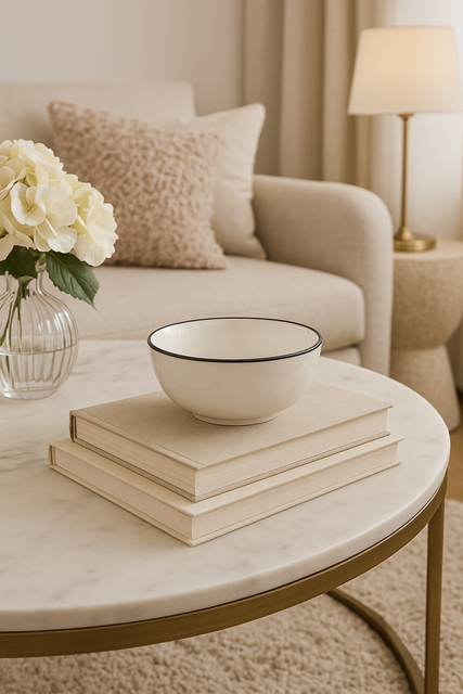 Bol din porțelan ALIX, margine neagră, Ø 15 cm