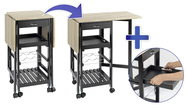 Carucior de bucatarie cu roti, extensibil