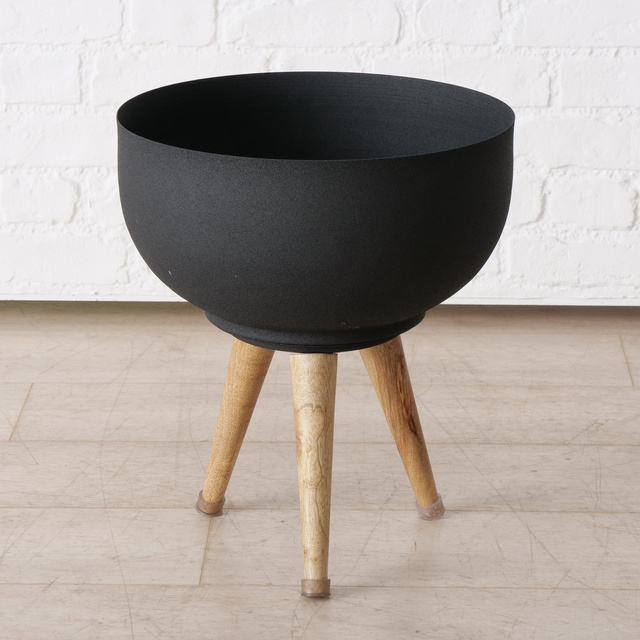 Set 3 ghivece pentru flori din metal Topco, negru