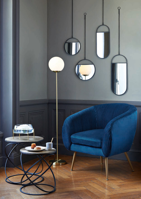 Lampa de podea cu abajur rotund, metal, 134 cm